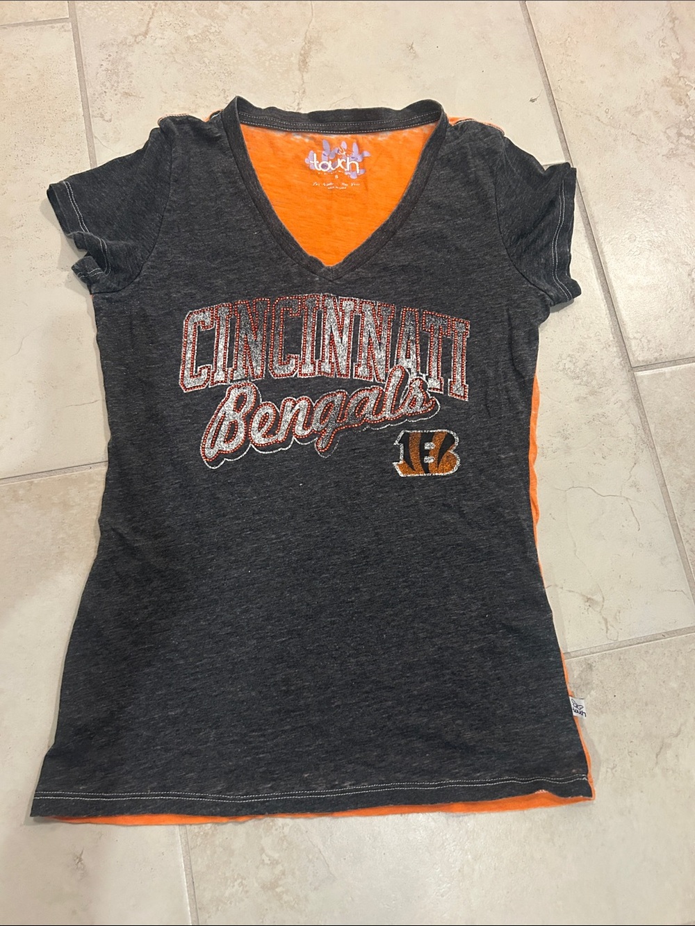 Touch by Alyssa Milano Cincinnati Bengals V-Neck Tee - Black & Orange